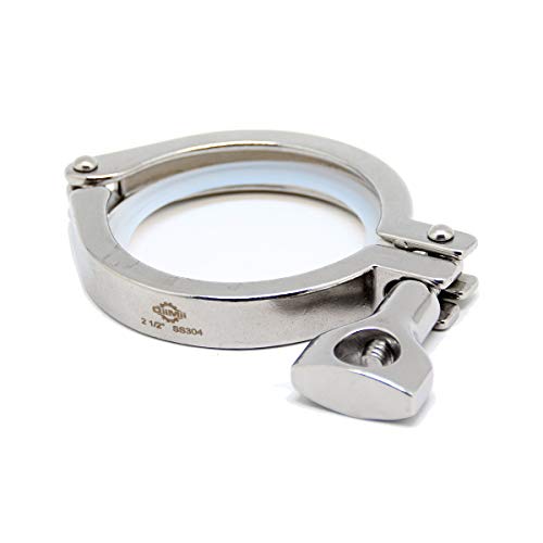 QiiMii 13MHHM Stainless Steel 304 Single Pin Heavy Duty Tri Clamp with Wing Nut for Ferrule TC 2.5"(2.5 Inch)