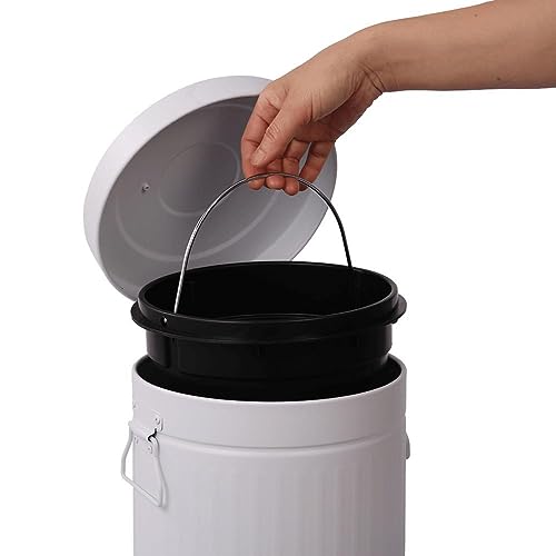 Lixeira Retrô com Pedal Branca Mollie 5 litros