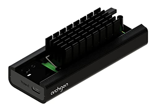 Archgon MSD-3100-2 Base SSD Externa NVMe (PCIe) / SATA, Compatible con SSD M.2 2242/2260/2280, USB 3.2 Gen.2x1 Tipo-C, Aluminio y HS-0130-K, Negro Cover