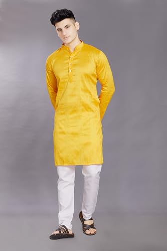Image of DIVISIVE Men's Jequard Embroidered Art Silk Slim Fit Only Kurta