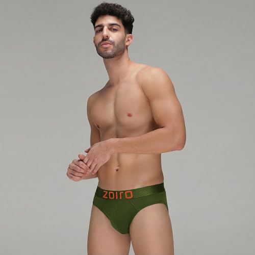 Image of Zoiro Men's Fluid-Fabric Brief | Micro Nylon Waistband | 4-Way Stretch Soft Supple Fit | Skin-Friendly Breathable Innerwear | 90% Cotton 10% Spandex