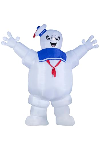 Fun Costumes Ghostbusters Inflatable Stay Puft Marshmallow Man Outdoor Halloween Decoration - LED Lights Tether Ties Stakes Power Cord & Repair Kit 15FT