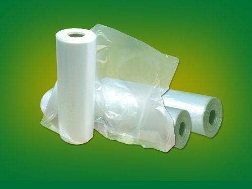 Bags on a Roll Fruit Bag and Vegetable Clear Plastic Butchers Counter Bag High Density Poly/Polythene Counter Bags 9"x14"x18" (1 Roll - 250 Bags)