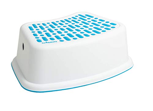 Whatmore - Taburete para niños (plástico, antideslizante), Blanco, 36.50 x 26.00 x 13.00 cm