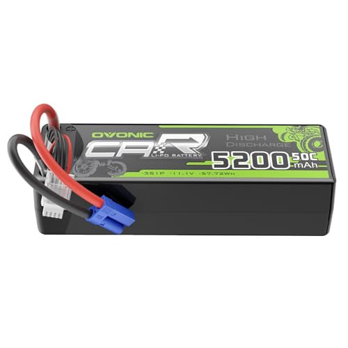 OVONIC 3S Lipo Battery 50C 5200mAh 11.1V Lipo Battery with EC5 Connector for Arrma 1/5 1/8 1/10 RC...