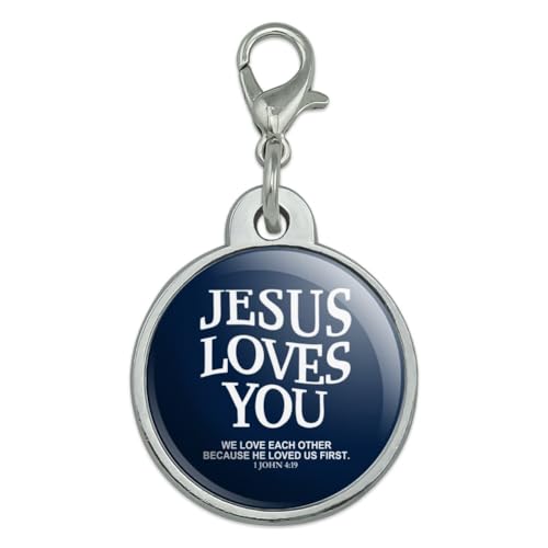 Graphics & More Jesus Loves You First Chrome Plated Metal Pet Dog Cat ID Tag - Small