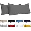 Dreamzie Kissenbezug 40 x 80 (Set mit 2) - 100% Jersey Baumwolle 150 g/qm Kissenbezüge -Anthrazit - Für Kissen 40 x 80 cm - Kissenhülle - Kissenbezug - Resistent und Hypoallergen