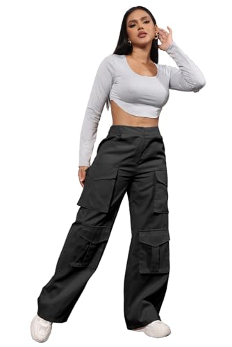ECHOINE Baggy Cargo Pants for Women Multiple Pockets Jogger Wide Leg High Waist Loose Pocket Y2K Pants S XXL2