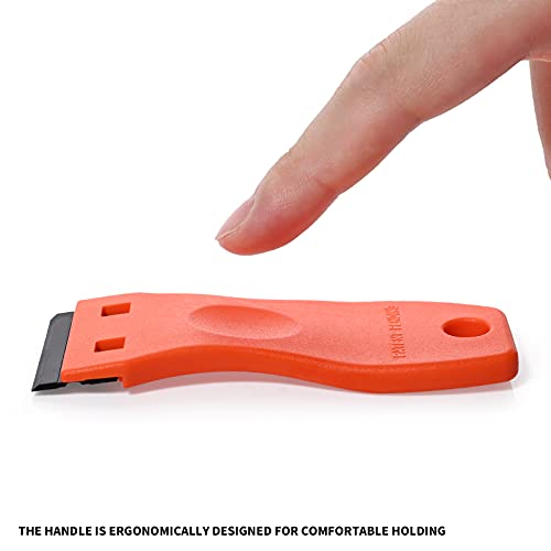 Image of EHDIS 1.5 inch Plastic Razor Scraper Tool with 10pcs Double Edged Blades for Adhesive Remover,Removing Labels Stickers Decals Taping on Glass Windows(Orange)
