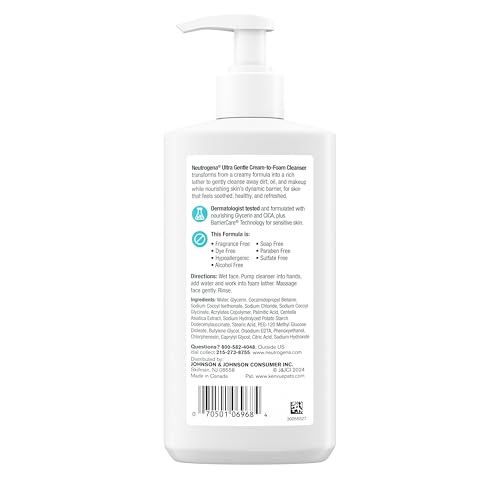 Neutrogena Ultra Gentle Cream-to-Foam Daily Facial Cleanser, 8.5 oz - image 9