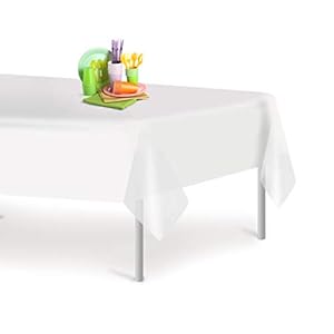 White 12 Pack Premium Disposable Plastic Tablecloth 54 Inch. x 108 Inch. Decorative Rectangle Table Cover By Grandipity