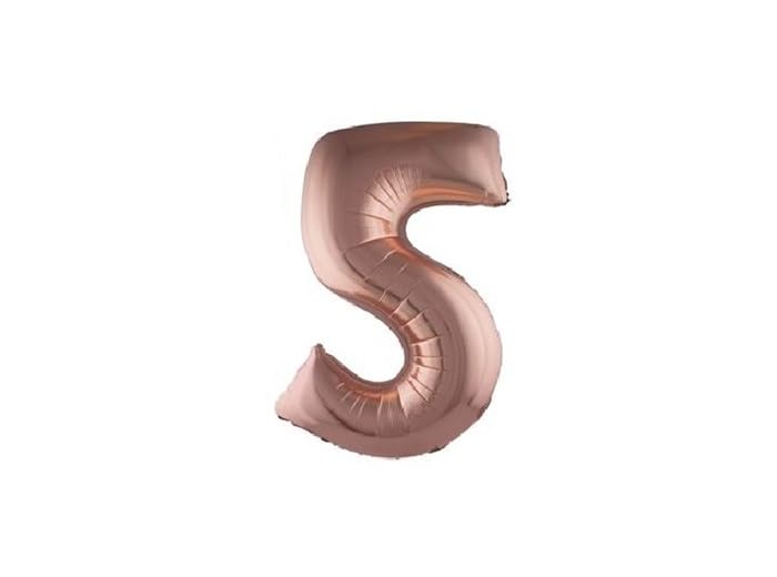 Lot de 12 - Ballon chiffre '5' en aluminium cuivre 1m
