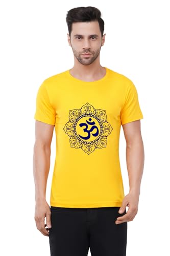 Image of Caseria Men's Cotton Printed T-Shirt -Om Designer | 100% Cotton | Half Sleeves | Regular Fit | Printed | Round Neck | Graphic T Shirt