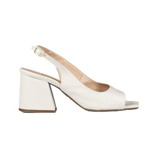 Sandália Feminina JJOJO Cecília Peep Toe Salto Medio Grosso Moderno