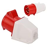 Industrial Plug Connector, 32AMP 5 Pin 3 Phase Plug 220‑380V/240‑415V 3P+N+E Power Plug Waterproof Electrical Plug Socket Adapter, Dust‑Proof, Explosion-Proof for Indoor, Outdoor