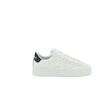 Women's Fashion Distressed Sneakers - Italian Leather Pure Star Shiny Trendy Shoes, White Sneakers