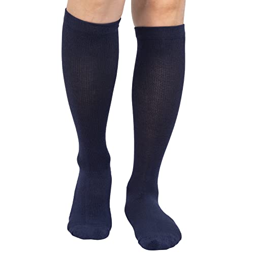 Bampoopanpa 3 Pairs Bamboo Compression Socks Circulation 8-15Mmhg Cushion Best Support Athletic Running Cycling Stockings For Women & Men Navy Blue-10-13 #TOP16
