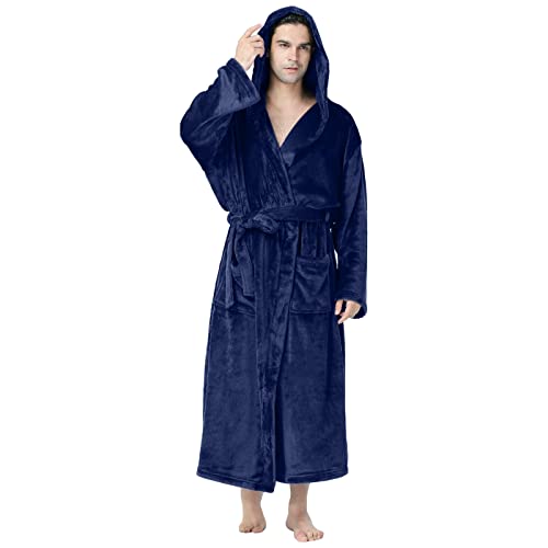 Albornoces ligeros para hombre, ligero, pijama sauna, abrigo con bata larga, albornoz con bolsillos de parche, absorbente y de secado rápido, fácil de acurrucarse, mullido, albornoz para sauna, B64