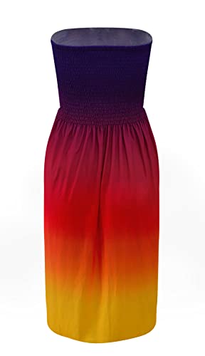 Image of Zyyfly Tube Top Dress Women Summer Beach Coverup Stretch Smocked Strapless Dress