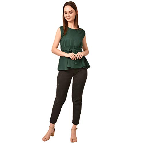 Image of Women's Sleeveless Peplum Top with Waist Tie Belt