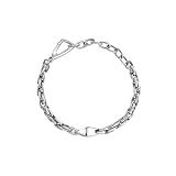 Breil, Collezione Hypnotic, Bracciale Uomo in Acciaio Lucido, Elemento Centrale a Forma di Serpente, Chiusura a Moschettone Triangolare, Lunghezza Regolabile 17–22 cm