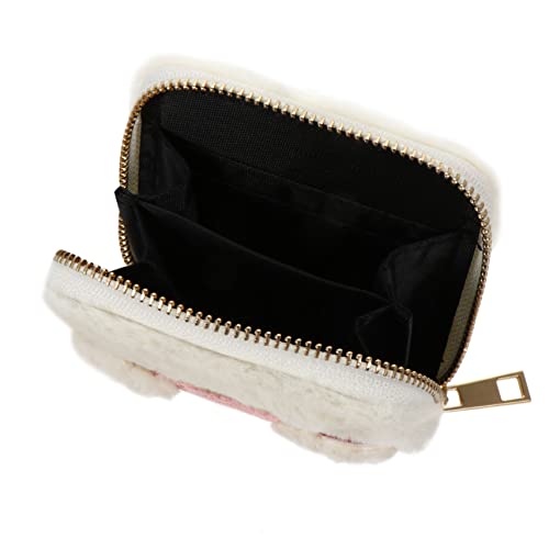 Children's Short Wallet Zipper Women's Stylish Purse Lightweight for Daily Use, White, 11X10X2.5CM