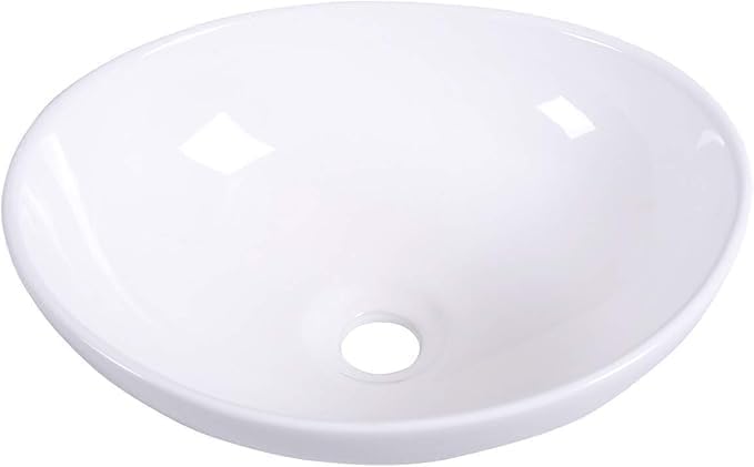 Nightcore 16 x 13 Foot Container Sink, Bathroom Sink with Basin Porcelain Anti-clogging, Oval Ceramic Container Sink for Bathroom Countertops