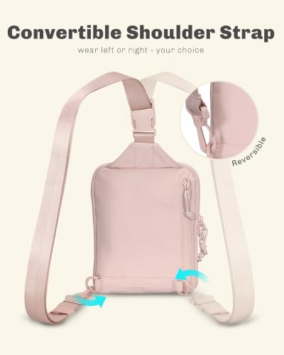 Image of Hynes Eagle Nylon Sling Bag for Women Convertible Crossbody Chest Purse with Reversible Strap for Travel Hiking Work Commute