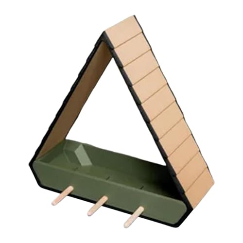 Fenteer 木製鳥の餌箱 スライドトレイ付き 三角形の鳥の餌箱 庭の芝生の家用, ライトブラウン