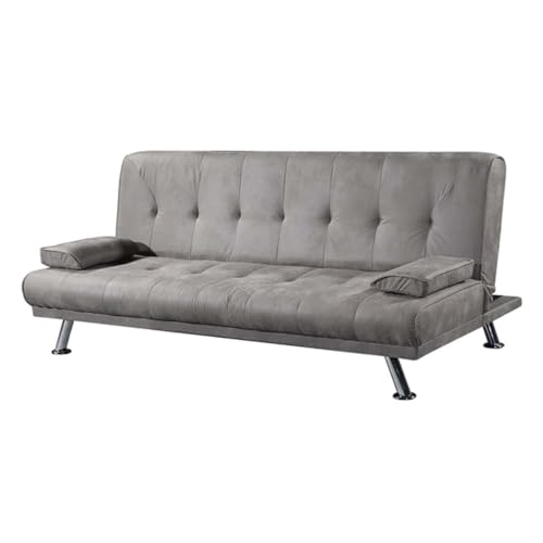 Somnia Descanso - Canapé lit Clic Clac Type Livre 3 Places Modèle Cleo avec Coussins décoratifs, Design Moderne, Pratique et Fonctionnel, Gris Ciment
