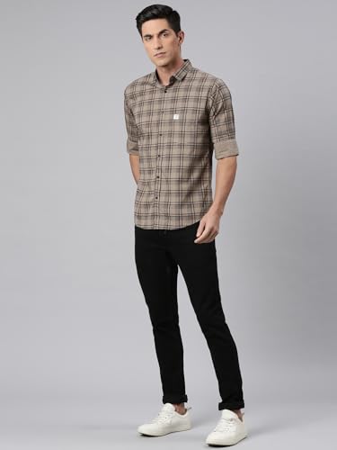 Image of Majestic Man Men's Comfort Slim Fit Pure Cotton Opaque Checked Casual Shirt