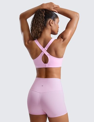 Image of CRZ YOGA Womens Zip Front High Impact Sports Bra - Molded Cup Adjustable Convertible Straps Wireless Workout Yoga Crop Top