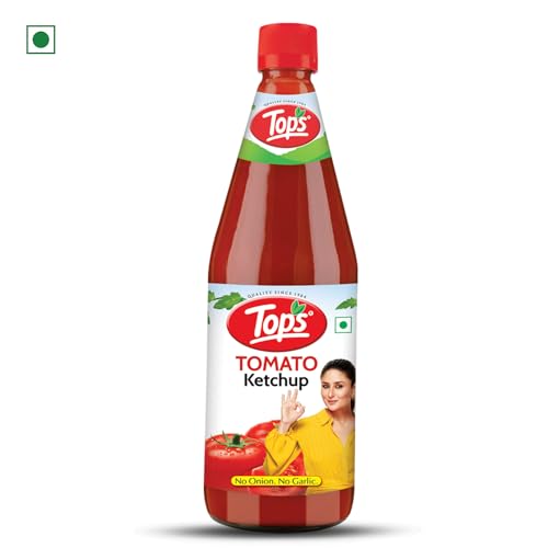 Image of TOPS Tomato Ketchup No Onion No Garlic - 1 Kg Glass Bottle | Made with the goodness of juicy hand-picked Tomatoes | No Added Colour & Flavour