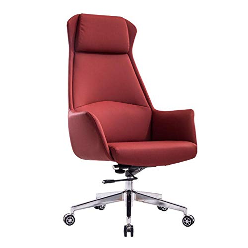 OZBME Silla ergonómica de Cuero para Jefe, multifunción, giratoria y elevable, Color Rojo