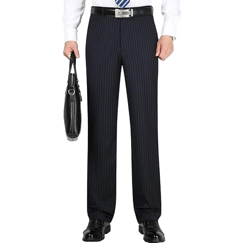 Men's Striped Dress Pants Male Straight Striped Pants Casual Pinstripe Trousers Slacks for Men