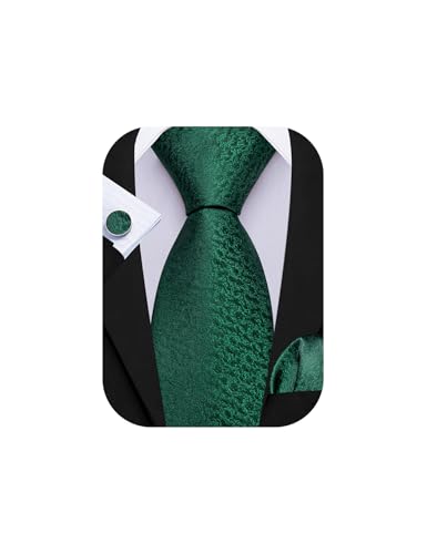 Image of Barry.Wang Plain Men Silk Ties Extra Long Satin Necktie for Wedding Business Handkerchief Cufflinks Set Solid Colors