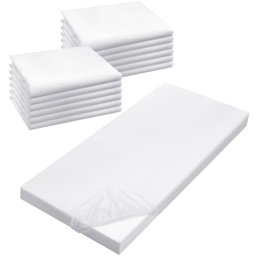 Image of VitalCozy 12 Pcs Daycare Cot Sheets for Sleeping Bulk 48 x 24 Inch Standard Size Preschool Soft Breathable Nap Rest Mat Crib Sheet for Kids Baby Boys Girls (White)