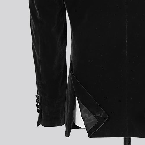 Men's Velvet Tuxedo Blazer One Button with Double Layer Bow Tie Shawl Lapel Suit Jacket for Wedding Prom Dinner Party3