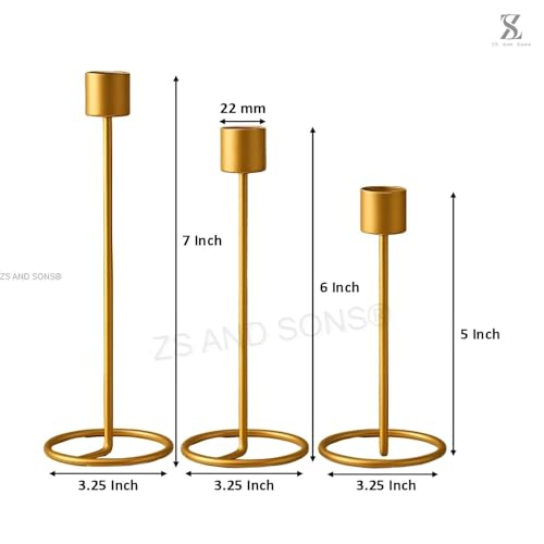 Image of (Set of 6) Gold Metal Candle Holders for Home Decoration | Modern T-Light Stand for Living Room, Bedroom, Office & Gifting