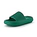CUSHIONAIRE Feather EVA Slides for Women – Comfortable Slip On Womens Slippers, Indoor Outdoor Shower Shoes, Beach Essential Cloud Slides, Emerald 8