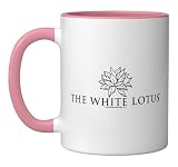 The White Lotus HBO Original Series Logo Lights Ceramic Mug, Pink/White