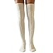 Chaussettes hautes en laine tricotée - Hauteur au-dessus du genou - Bas pour femme, Blanc-B, (26W) UK