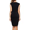 Berydress Women's V-Neck Short Sleeve Solid Stretchy Cocktail Wrap Dress Fitted Knee Length Black Dress (XL, 6028-black)