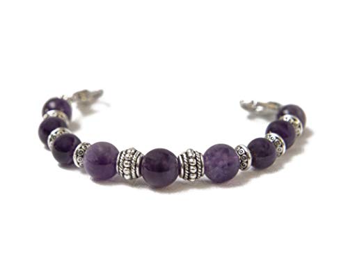 STRETCH Medical Alert Bracelet, Interchangeable Replacement Medical Bracelet, ID TAG NOT INCLUDED, Natural Stone (Amethyst, Average (5.5 inches) – Most Common Size)