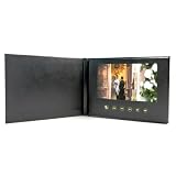 7" Video Greeting Card, Auto-Play Black Faux Leather Keepsake Memory Book