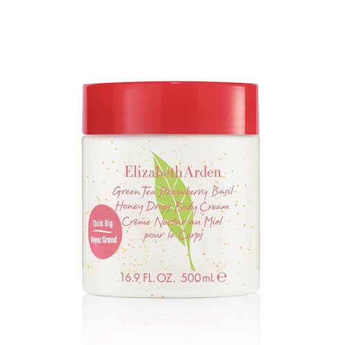 Elizabeth Arden Green Tea Strawberry Basil Honey Drops Body Cream Hydrating Lightweight Moisturizer for Skin Care 16.9 fl oz