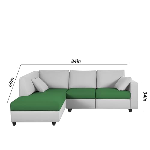 Image of Florian LHS 4 Seater L Shape Sofa Set for Living Room (Green Grey Fabric) Premium Fabric Sofa