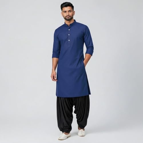 Image of Mens Pure Coton Kurta Dhoti Set | Traditional Ethnic Wear for Festive & Wedding Men's Cotton Kurta with Dhoti Set | Comfortable Ethnic Traditional Outfit Stylish Men's Cotton Kurta Dhoti Set.