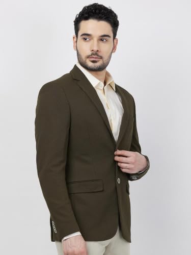 Image of Park Avenue Men's Super Slim Fit Pure Terylene Structure Pattern Notch Lapel Full Sleeve Formal Jacket