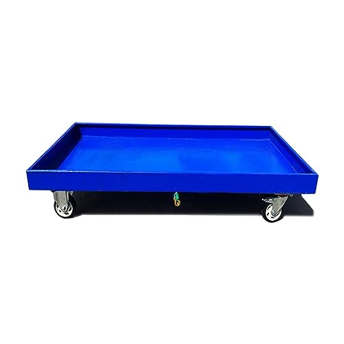 PFCDZDU Drum Containment Spill Pallet, Nestable Paint Bucket Leakproof Platform, Industrial Garage Storage Metal Tray with Drain, High Load Capacity (Color : Blue-2 pcs, Size : 49.2